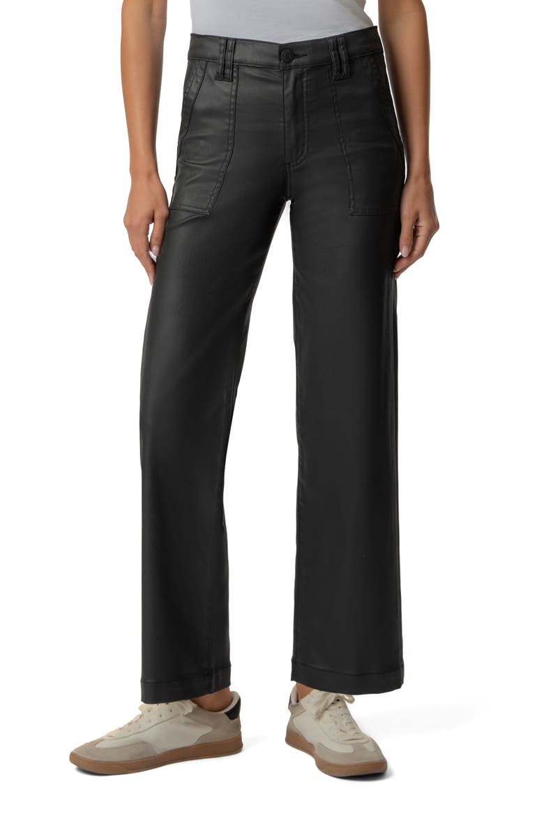 Avery Coated High Waist Ankle Straight Leg Utility Pants, Main, color, MATTE BLACK