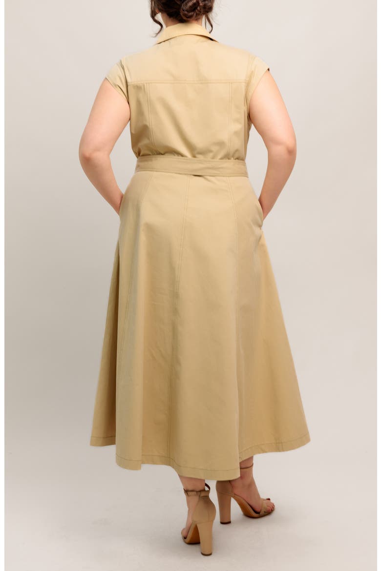 Sleeveless Button-Down Midi Shirtdress, Alternate, color, KHAKI