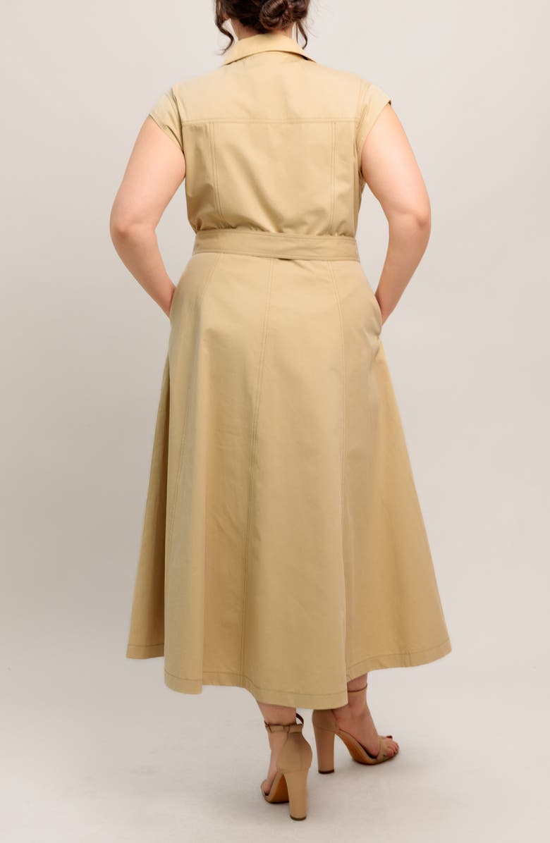 FLYING TOMATO Sleeveless Button-Down Midi Shirtdress, Alternate, color, Khaki