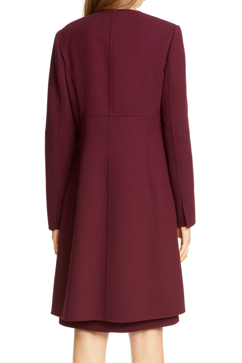 Russo Longline Wool Coat, Alternate, color, CABERNET