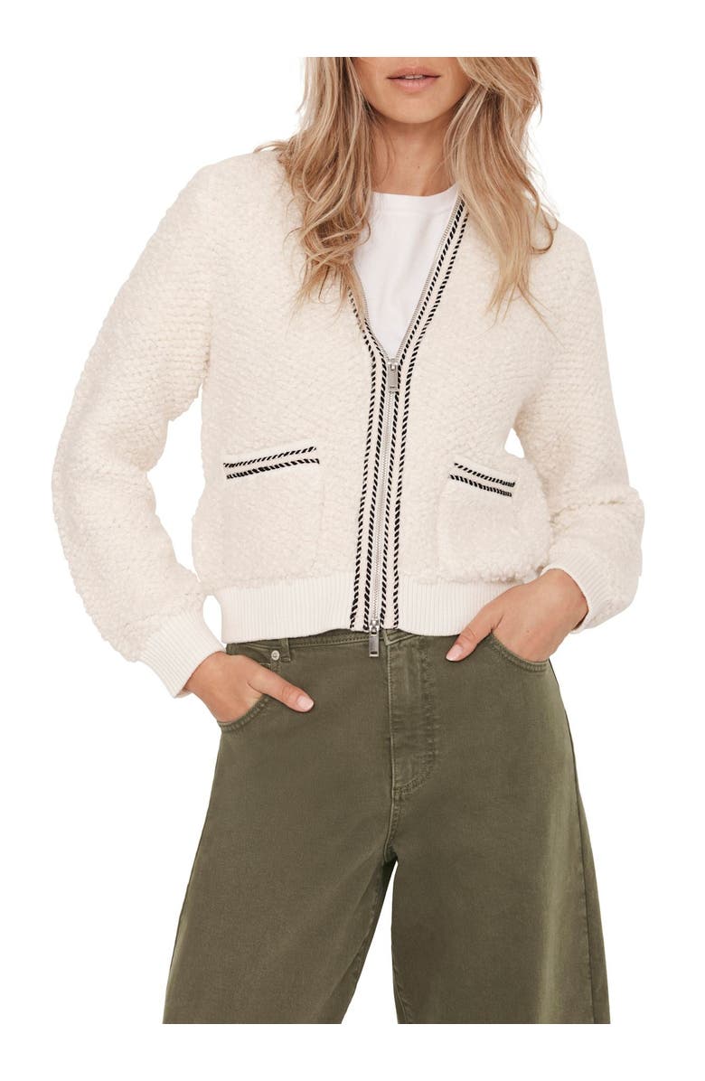 MINT VELVET Boucle Bomber Jacket, Alternate, color, Cream