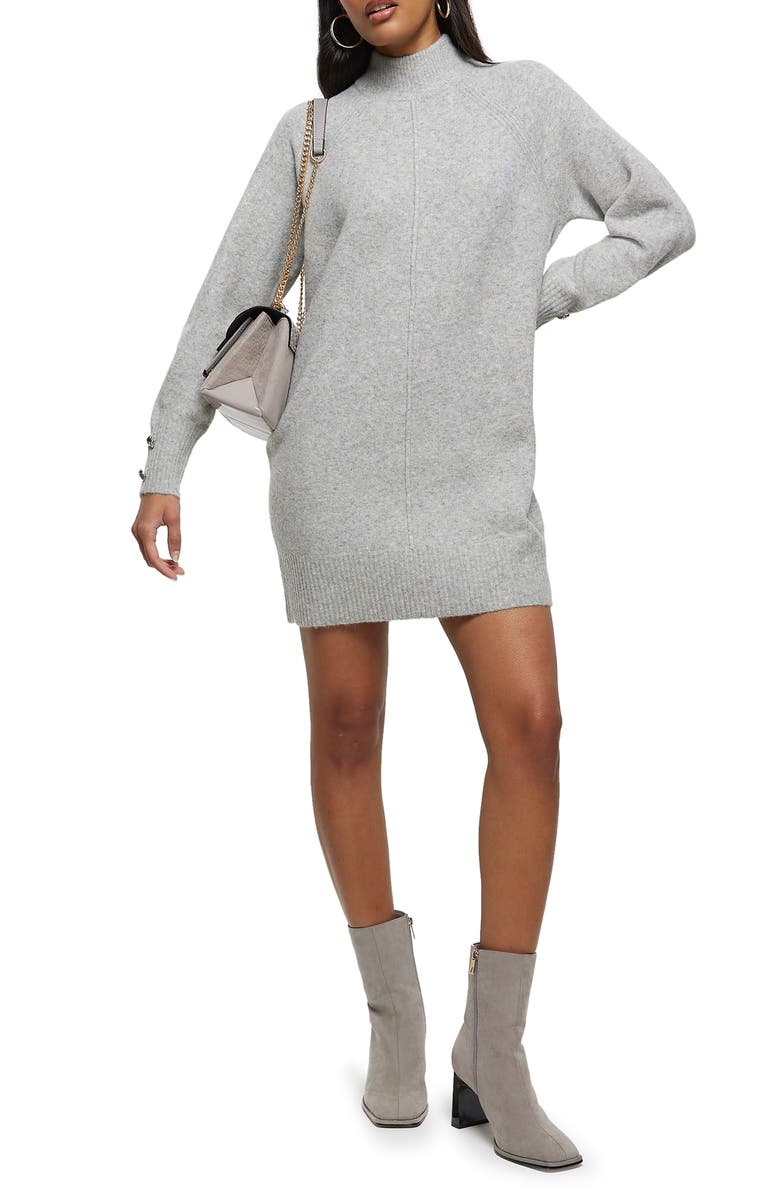 River Island Long Sleeve Mock Neck Sweater Dress, Main, color,