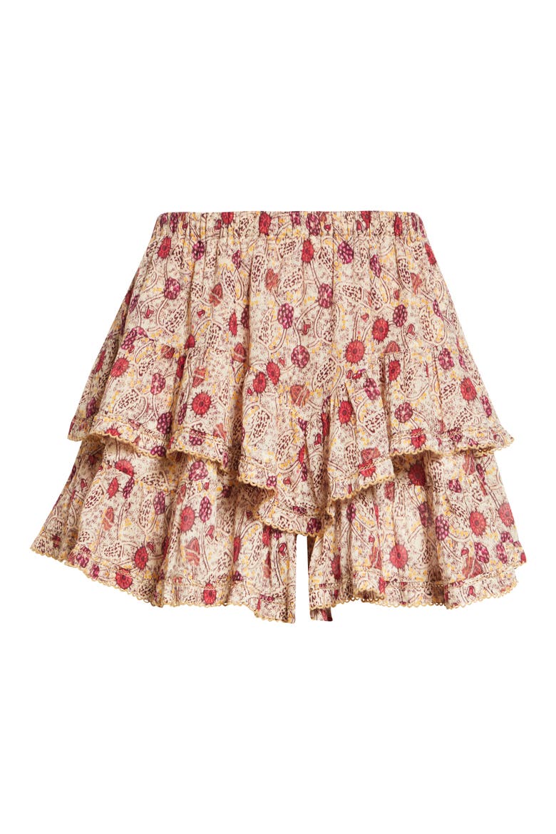 Jocadia Ruffle Cotton Miniskort, Alternate, color, ECRU/ RASPBERRY