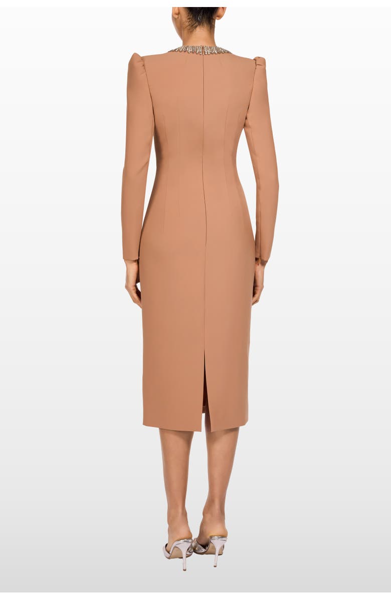 Jenny Packham Cora Long-Sleeve Midi Dress, Alternate, color, Tawny