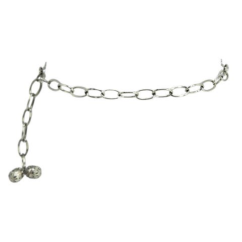 Vintage 1970s Silver Tone Chain Belt With Dangling Acorns