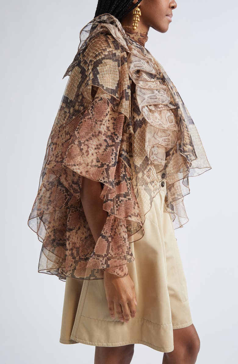 Zimmermann Memento Snakeskin Print Layered Chiffon Top, Alternate, color, Spliced Snake