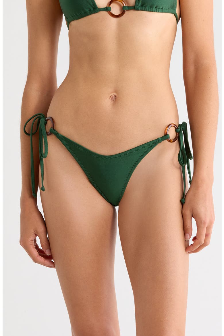 Cheeky Ring Tie Bikini Bottoms, Main, color, JADED JUNIPER