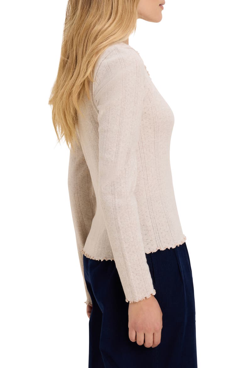 Cleo Cotton Pointelle Top, Alternate, color, OATMEAL