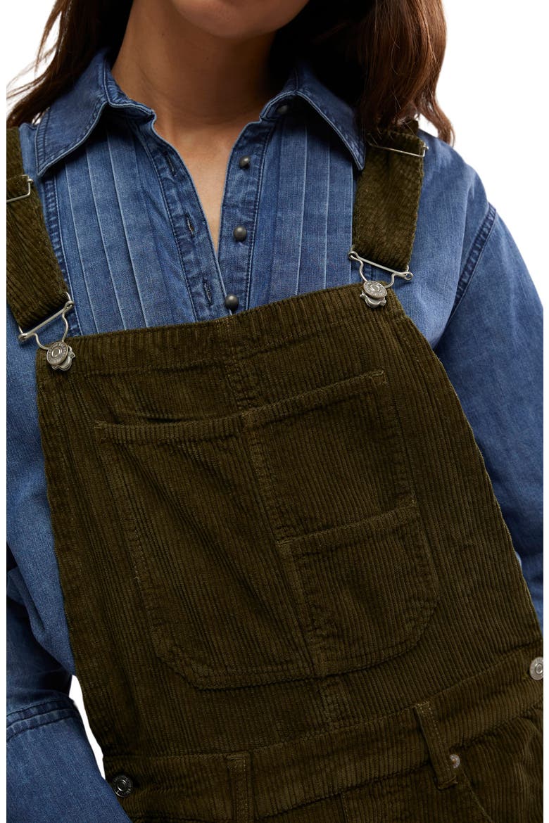 Good Luck Barrel Leg Corduroy Overalls, Alternate, color, FIR GREEN