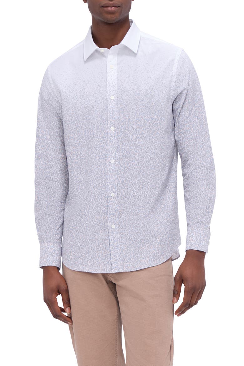 Julian Shaped Fit Stretch Print Button-Up Shirt, Main, color, DESERT