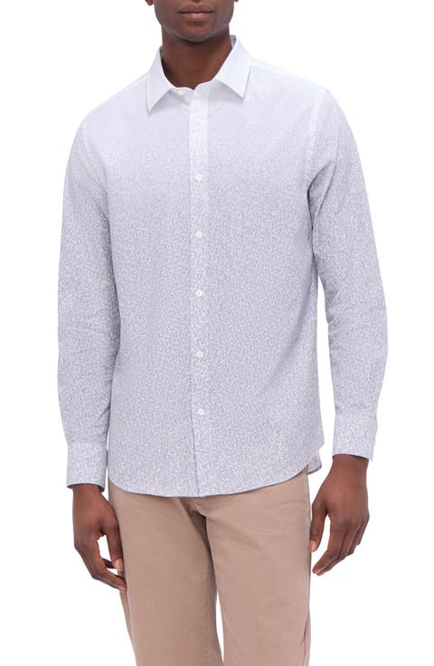 Julian Shaped Fit Stretch Print Button-Up Shirt