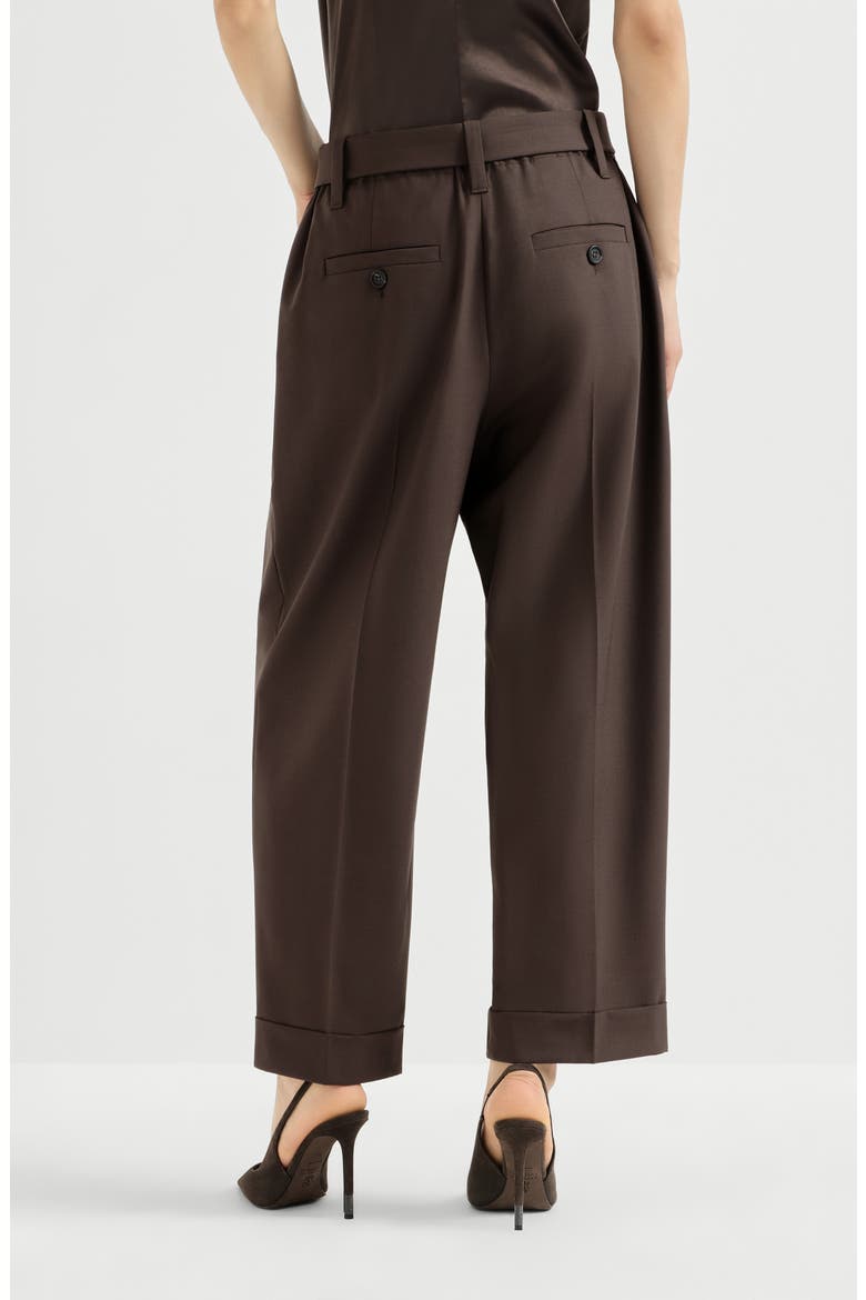 Tropical luxury wool baggy sartorial trousers, Alternate, color, Coffee