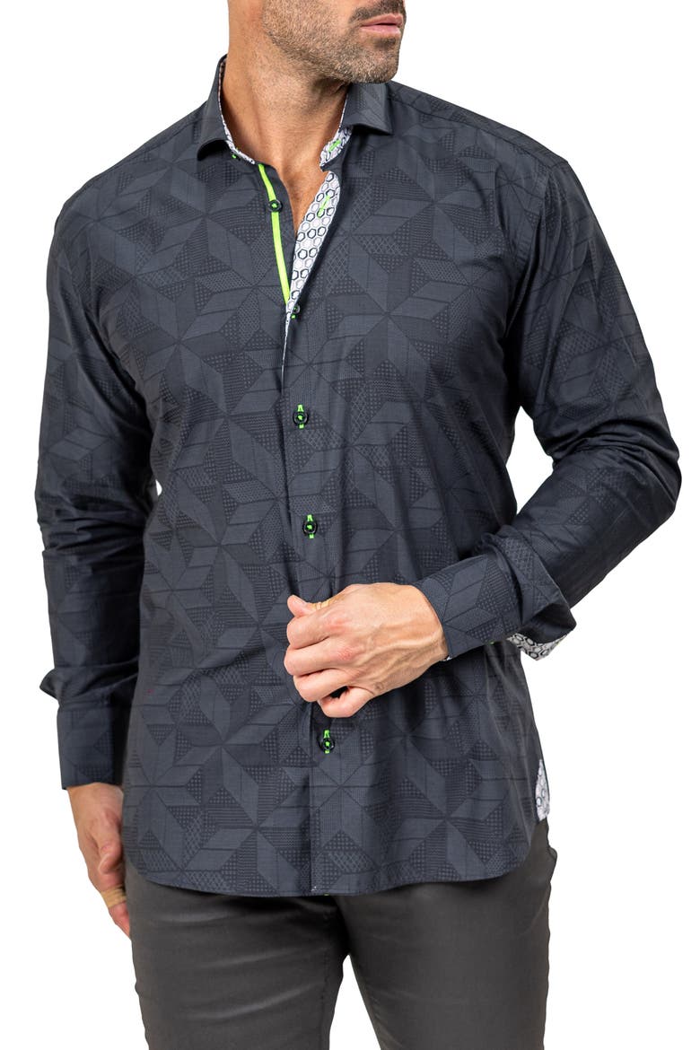 Eins Marthy Contemporary Fit Cotton Button-Up Shirt, Alternate, color, BLACK