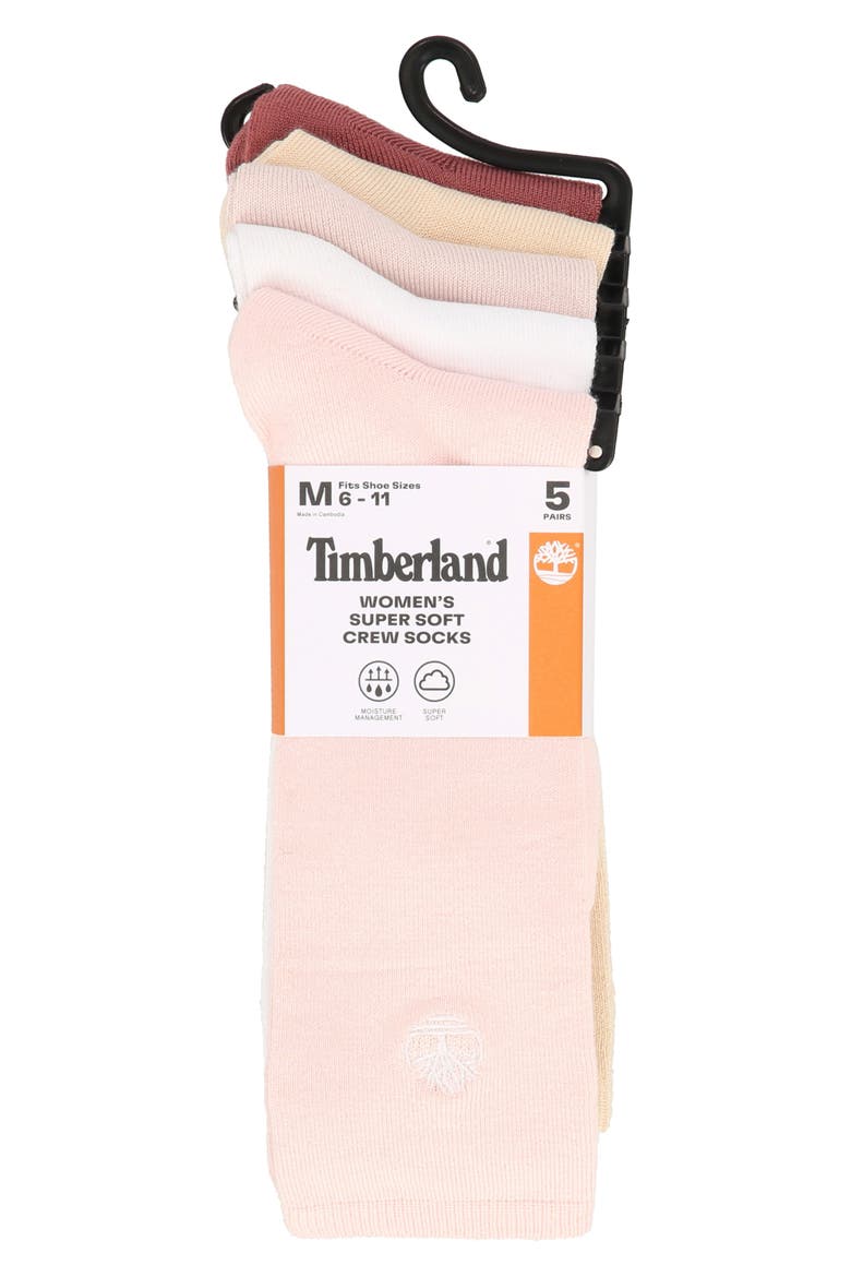 Super Soft Assorted Pack of 5 Crew Socks, Alternate, color, PINK SALT ASSORTED