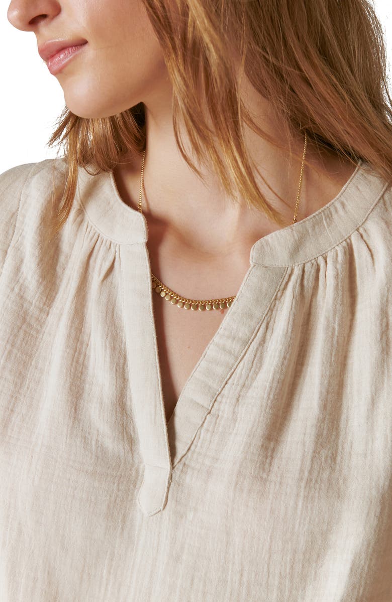 Lucky Brand Ikat Print Sleeveless Cotton Popover Top, Alternate, color, 