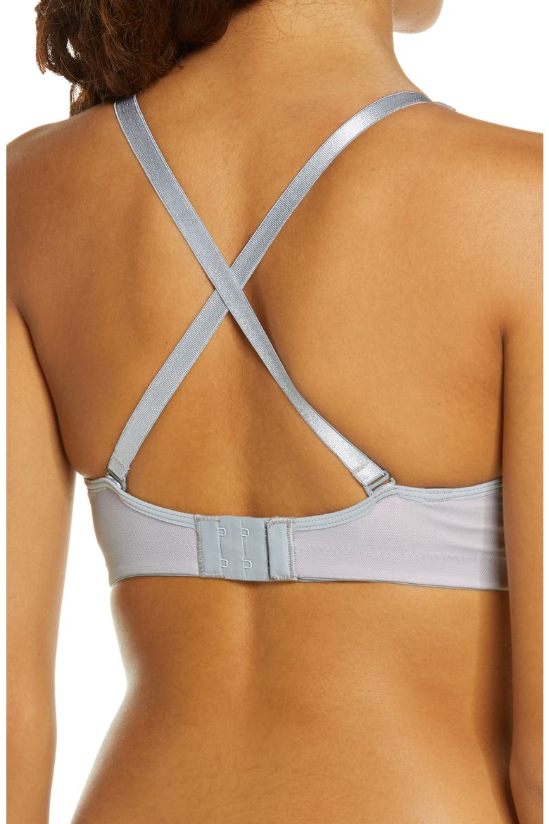 Mesh & Lace Nursing Bra, Alternate, color, PEWTER