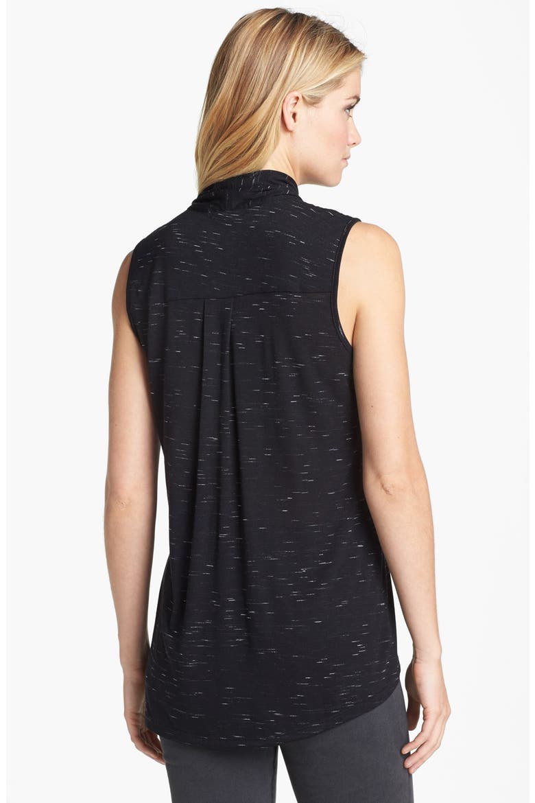 Sleeveless Tie Neck Knit Shirt, Alternate, color, FLECKED BLACK