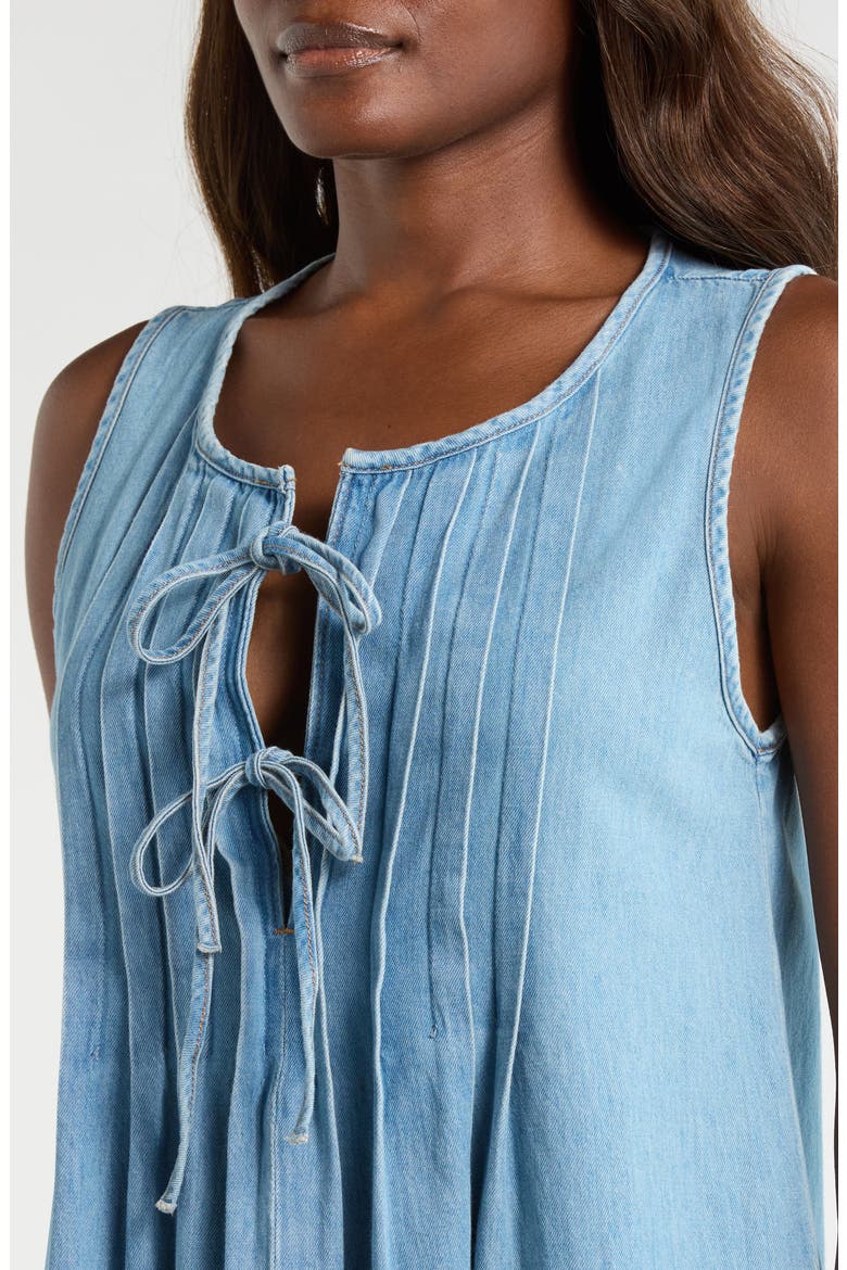Pintuck Denim Dress, Alternate, color, NICE OUT WASH