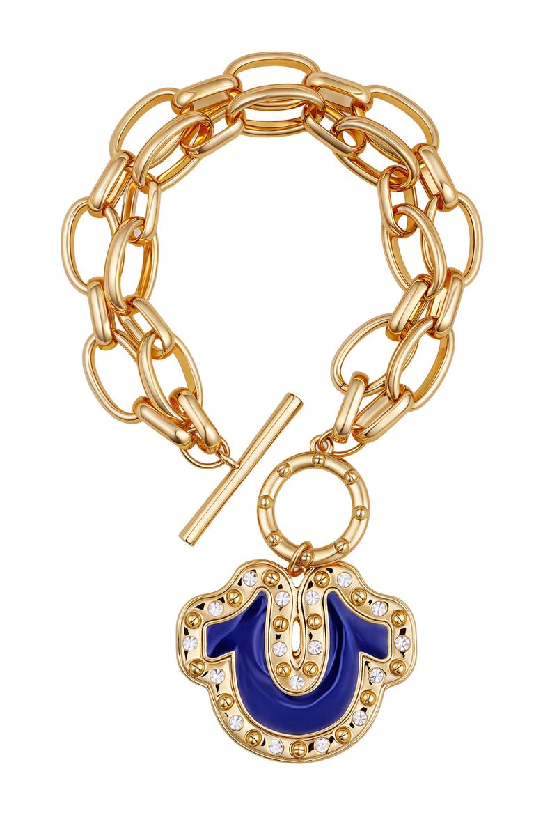Toggle Bracelet with Horseshoe Charm, Main, color, goldtone