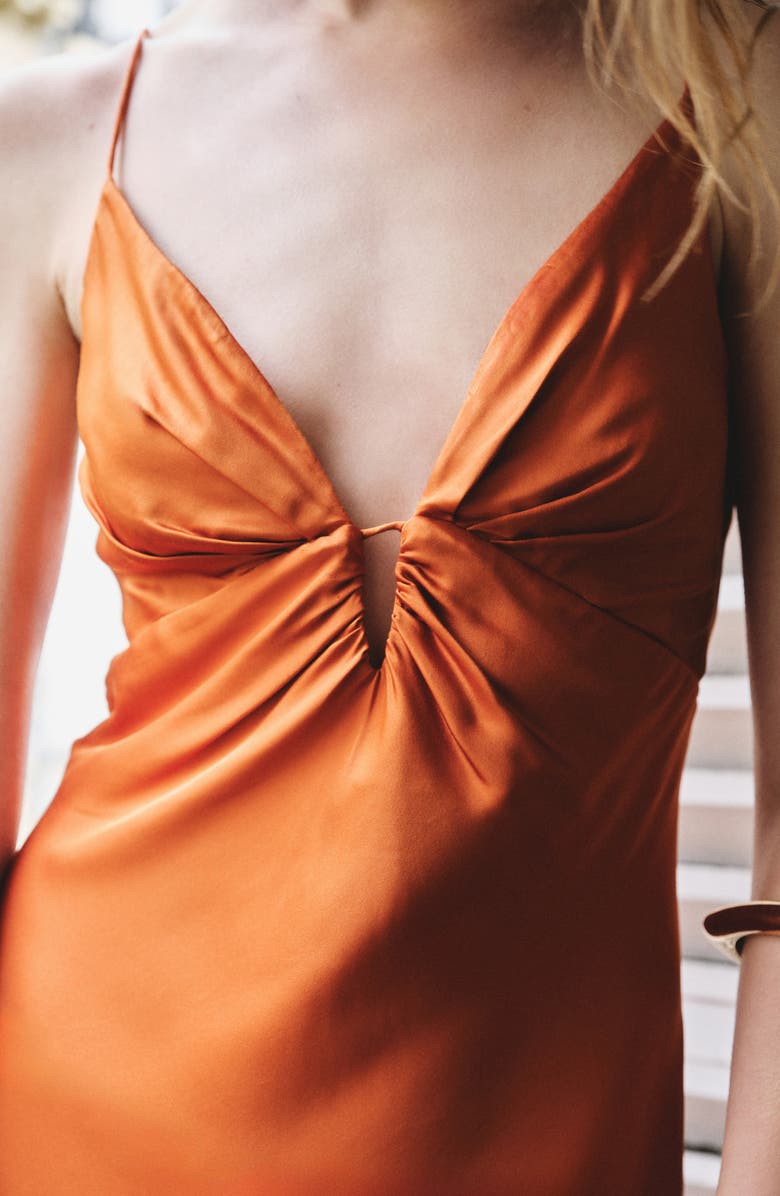 MANGO Vestido Victoria Satin Maxi Dress, Alternate, color, Orange