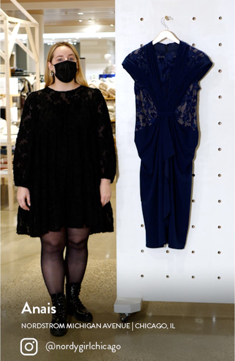 Lace Inset Cap Sleeve Cocktail Dress, sales video thumbnail