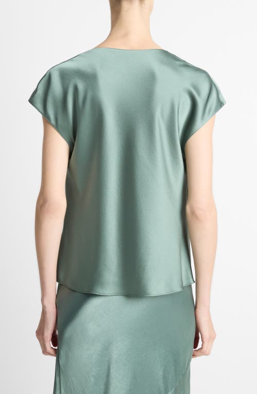 Vince Cowl Neck Silk Blouse In Blue