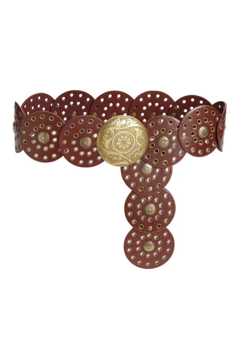 Circle Grommet Belt, Main, color, BROWN