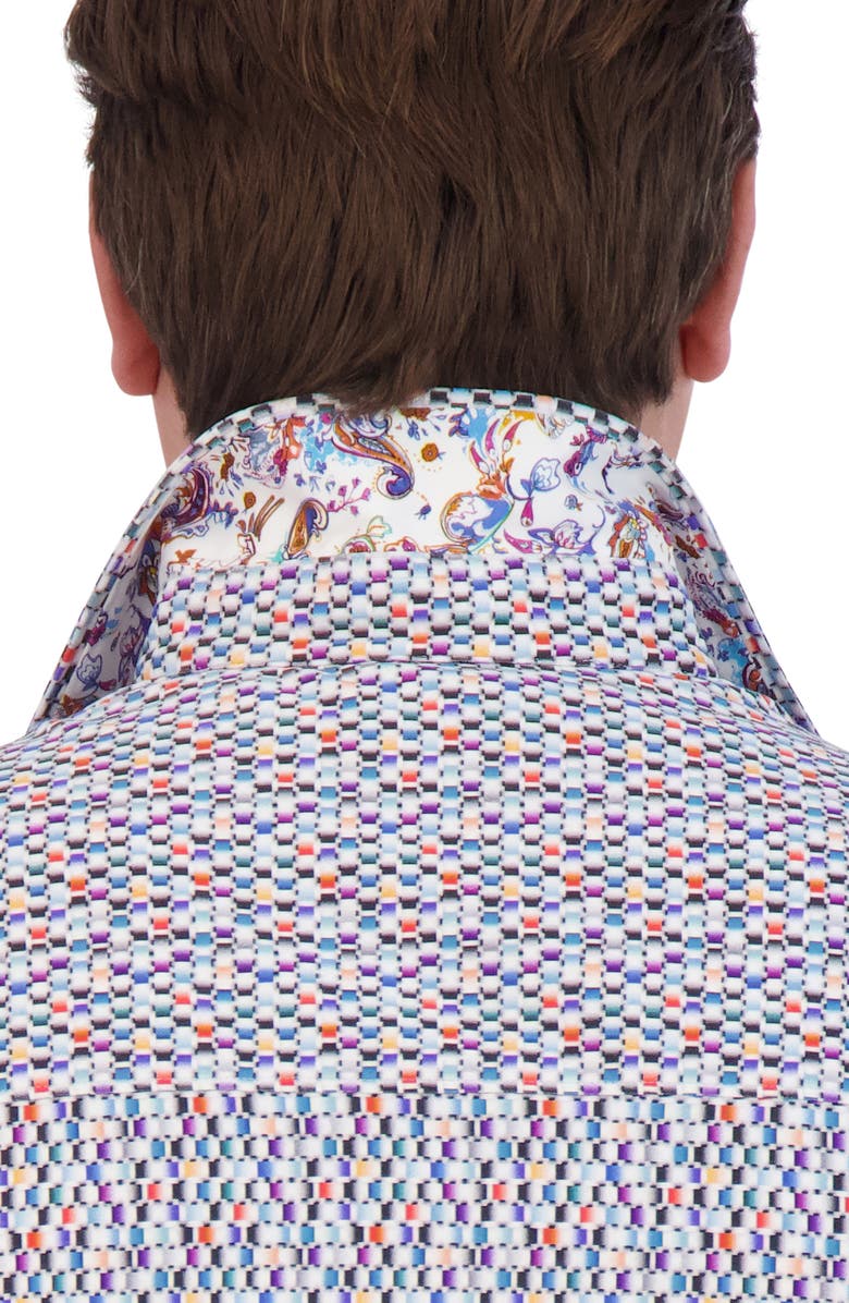 Robert Graham Flamenco Short Sleeve Knit Button-Up Shirt, Alternate, color, White Multi