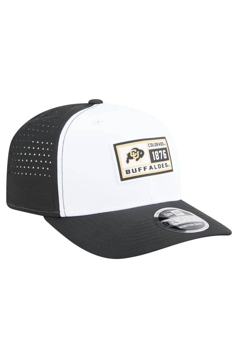 Men's New Era White/Black Colorado Buffaloes Perforated Patched 9SEVENTY Adjustable Hat, Alternate, color, White
