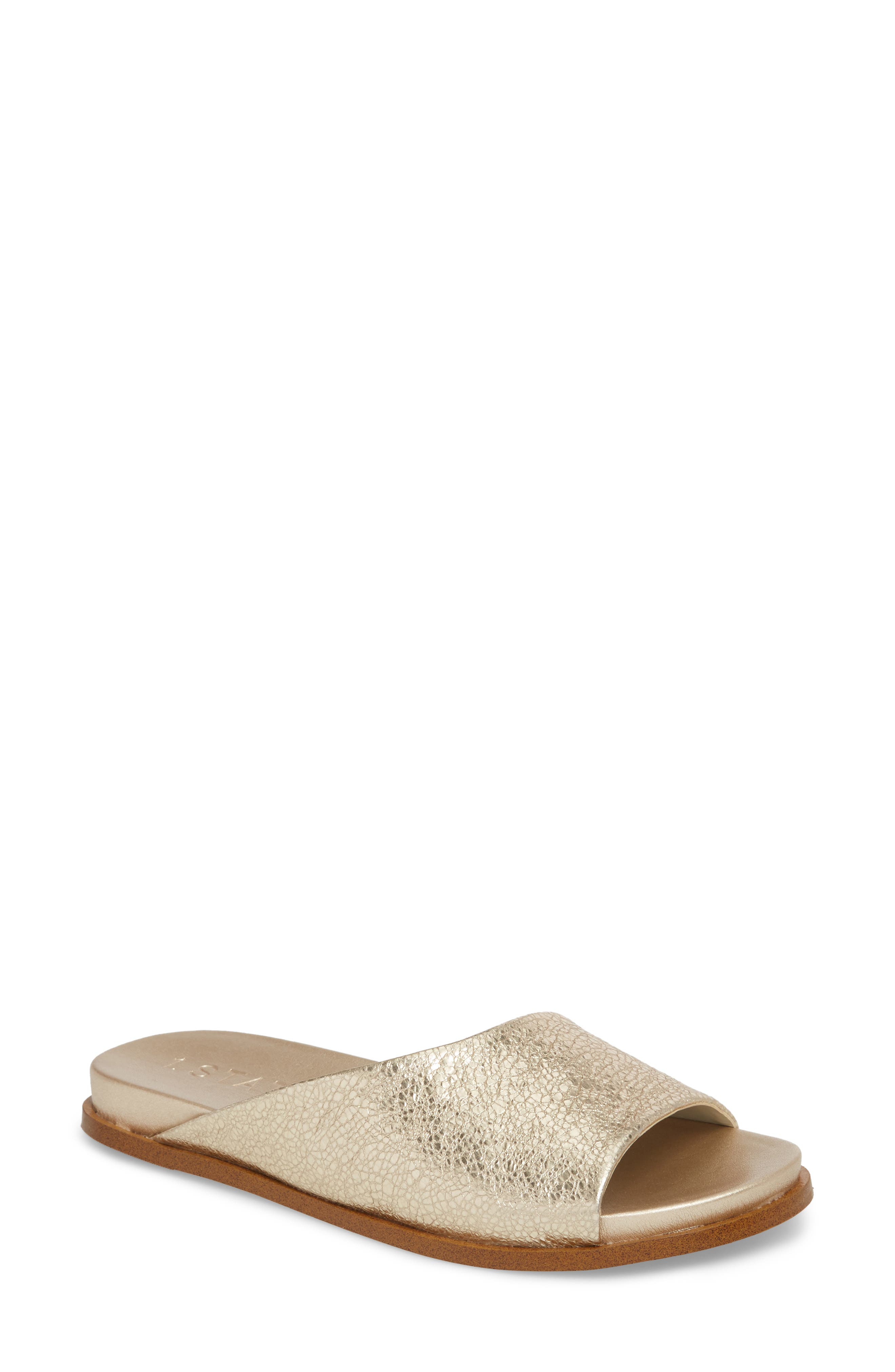 Onora Slide Sandal, Main, color, PLATINUM LEATHER