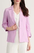 KASPER Open Front Linen Blend Blazer
