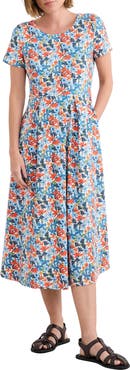 Seasalt Cornwall Veronica Print Stretch Organic Cotton Midi Dress