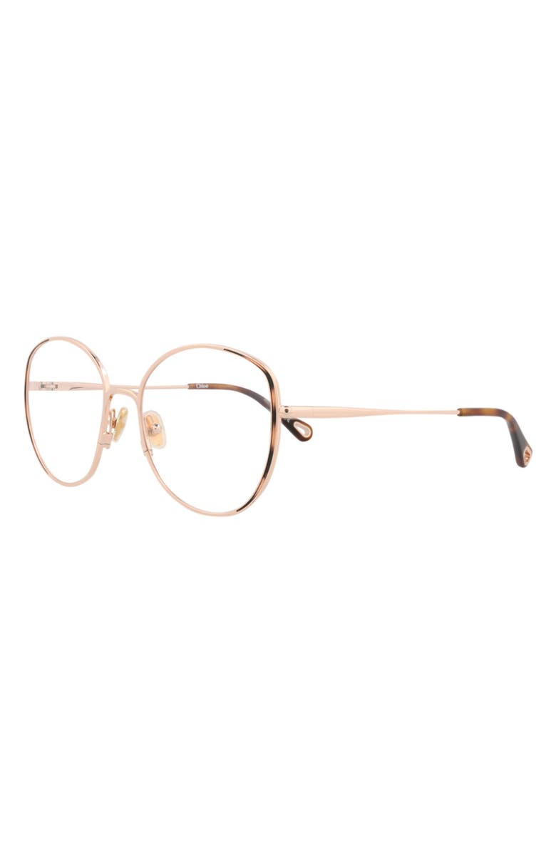 Chloé 54mm Round Optical Glasses, Alternate, color, Gold Gold Transparent