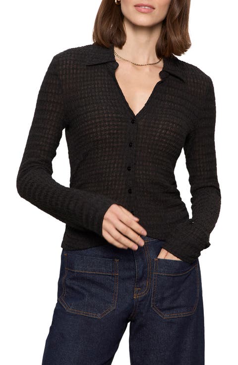 Juno Textured Button-Up Top