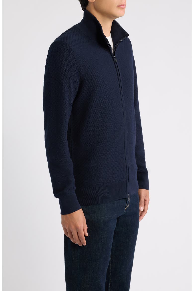 Loretti Full Zip Cotton Cardigan, Alternate, color, DARK BLUE