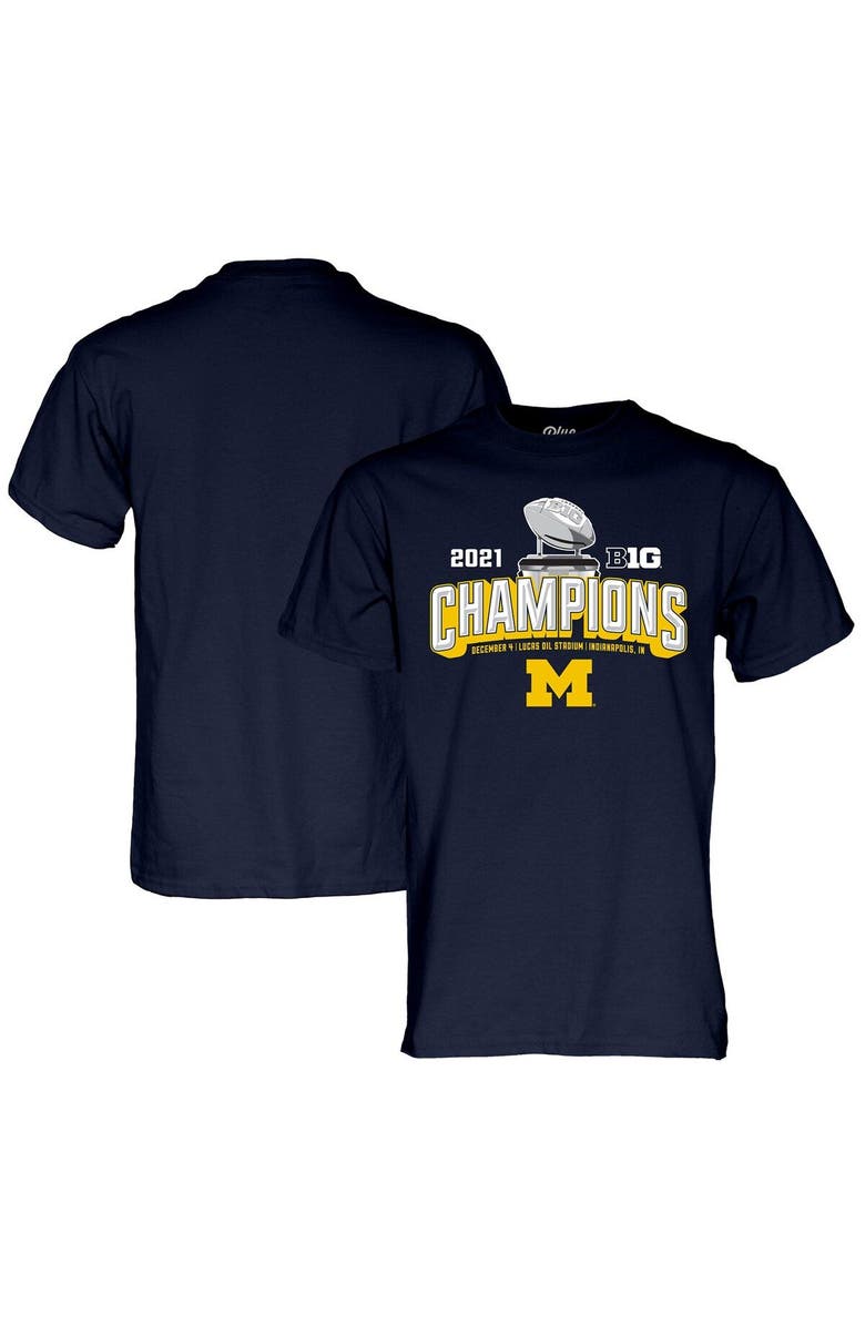 BLUE 84 Men's Blue 84 Navy Michigan Wolverines 2021 Big Ten Football Conference Champions Locker Room T-Shirt, Main, color, 