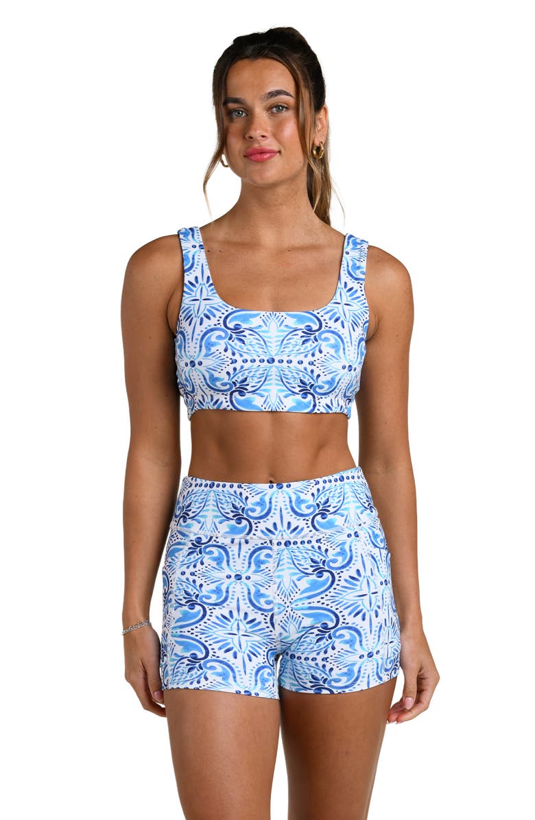 La Blanca Blue Tile Sports Bra, Alternate, color, Pacific Blue