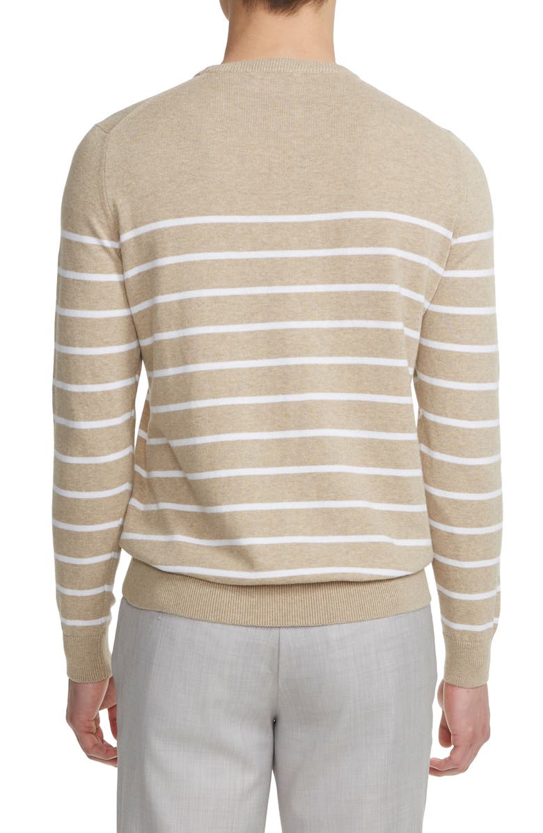 Jack Victor Cedar Stripe Organic Cotton Sweater, Alternate, color, Camel