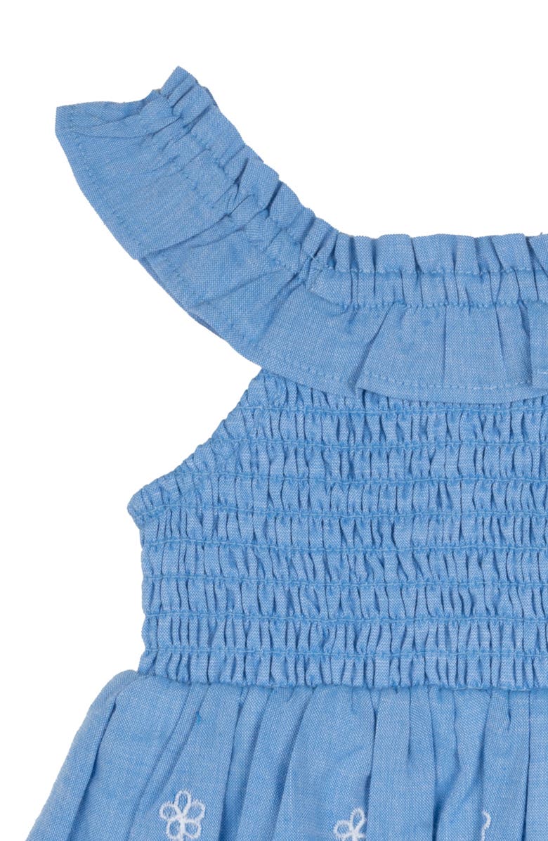 Rare Editions Denim Eyelet Babydoll Dress, Alternate, color, 