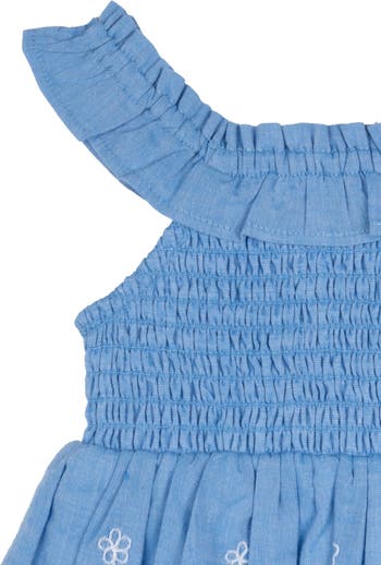 Denim Eyelet Babydoll Dress