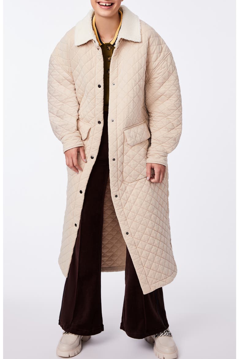 Country Charm Quilted Longline Cotton Jacket, Alternate, color, CREAM
