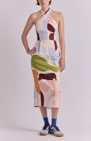 De Loreta Georgia Cross Neck Linen Midi Dress