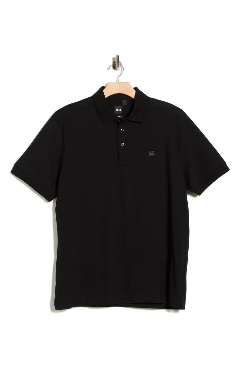 BOSS Parris Short Sleeve Polo, Main, color, Black