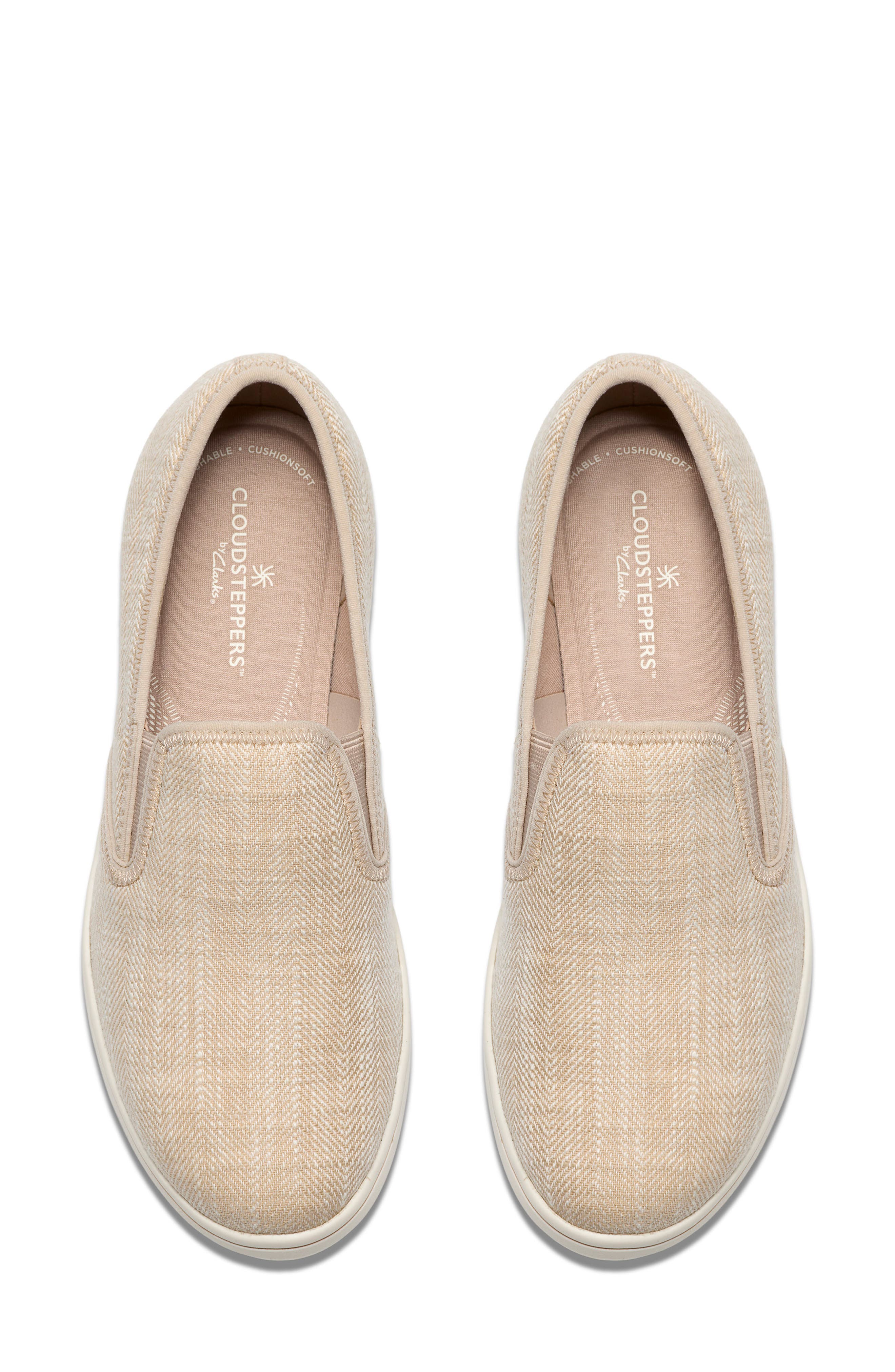 Clarks<sup>®</sup> BreezeSky Zoe Slip-On Sneaker, Alternate, color, Sand Canvas
