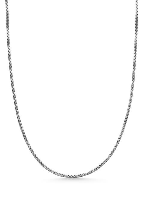Box Chain Necklace in Sterling Silver with 14K Yellow Gold Accent, 1.7mm
