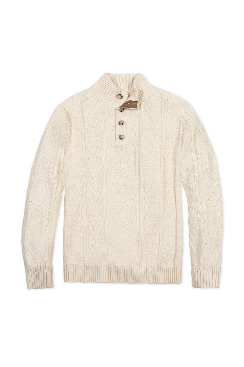 Organic Mock Neck Cable Sweater, Alternate, color, Ivory Twist Cable