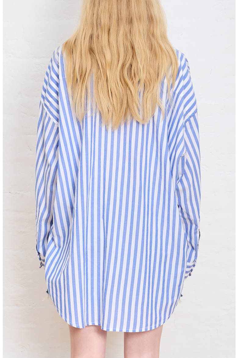 Oversize Stripe Button-Up Shirt, Alternate, color, WIDE BLUE STRIPE