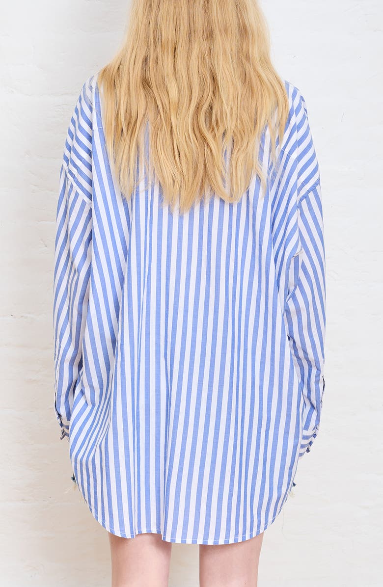DENIMIST Oversize Stripe Button-Up Shirt, Alternate, color, Wide Blue Stripe