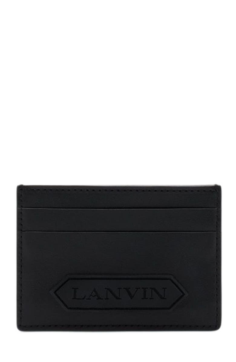 Lanvin SIGNATURE LEATHER CARDHOLDER, Main, color, Black