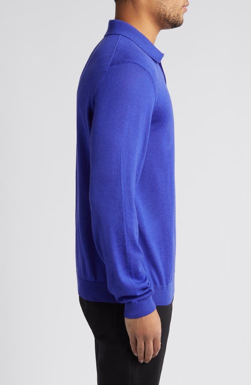 Hugo Boss Lancione Wool Sweater Polo In Blue